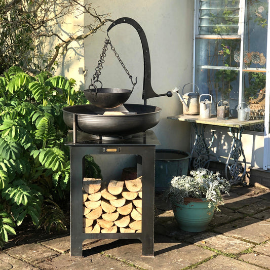 Modular Kitchen Fire Bowl with Log Store