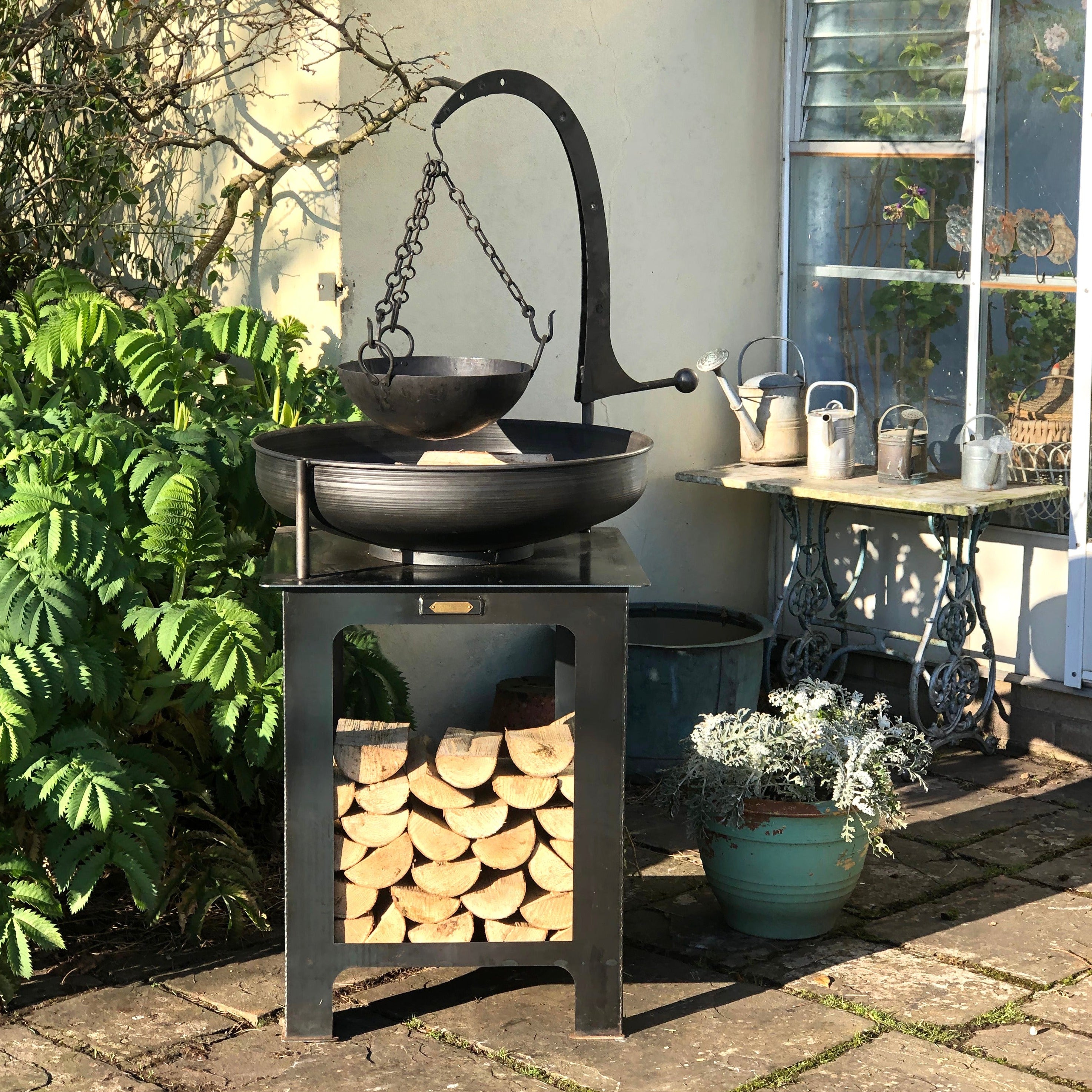 Modular Kitchen Fire Bowl with Log Store (7706748879041)