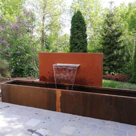 Corten Steel Pond Wall With Blade Water Fall – Urban Grow UK Ltd