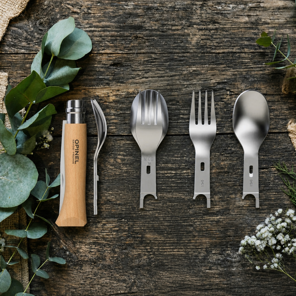 Opinel No.8 Pocket Knife and Picnic+ Spork Set