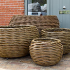 Set Of Four Woven Willow Round Planters (15065098715521)