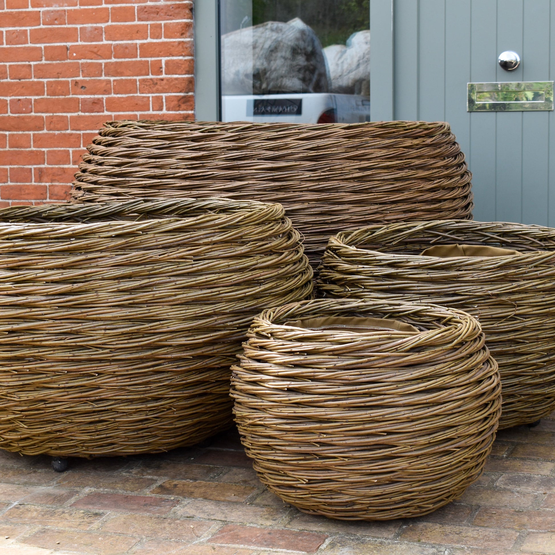 Set Of Four Woven Willow Round Planters (15065098715521)