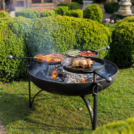 Plain Jane 90 Fire Bowl with three BBQ Racks