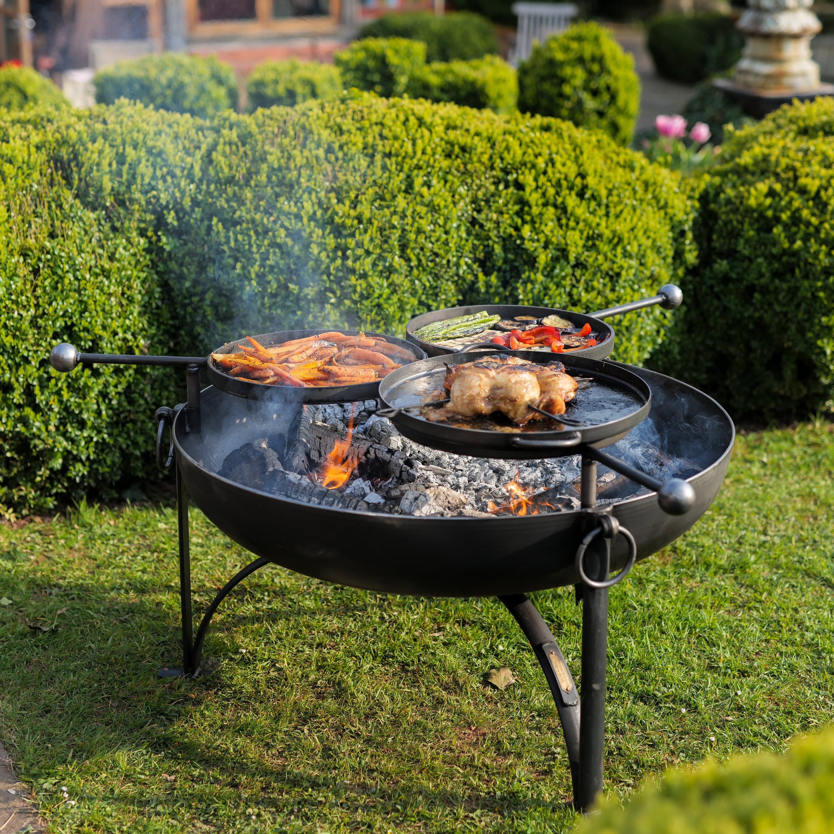 Plain Jane 90 Fire Bowl with three BBQ Racks (7707866136769)