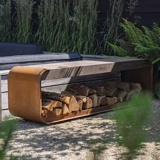 Corten Steel Serra Log Store Bench