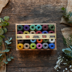 Wooden Crate of Mini Heritage Twine spools