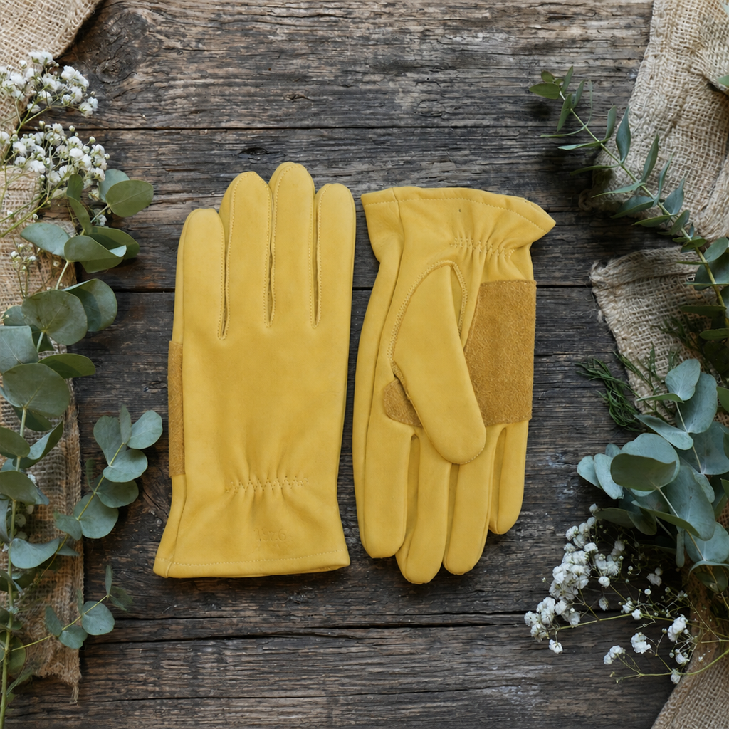All Purpose Lined Saddle Tan Leather Gardening Gloves