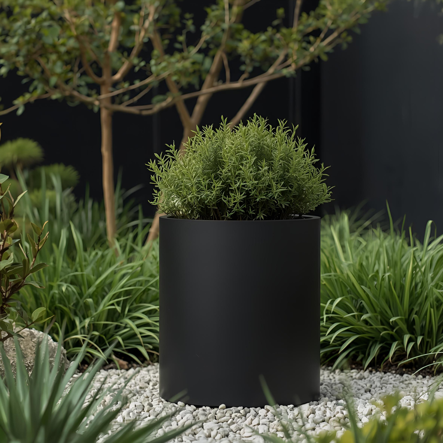 Howard Powder Coated Steel Cylindrical Planter