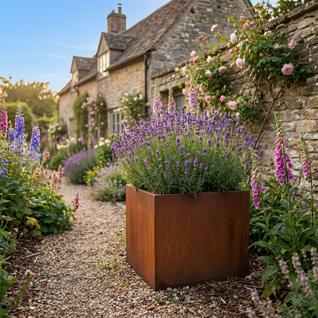 Ripley Corten Steel Cube Box Planter