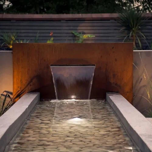 Fixed Corten Steel Pond Wall With Blade Waterfall (10136839979201)