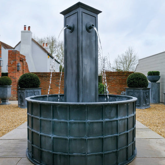 Galvanised Zinc Sienna Round Water Fountain