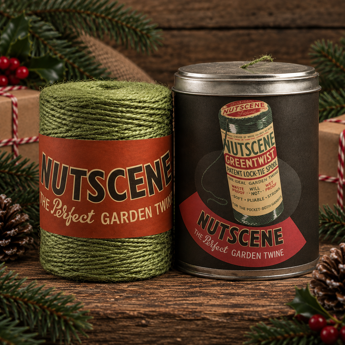 Twine in a Tin Retro Style Green 2ply Twine 200M