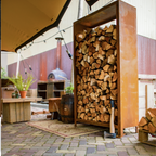 Outdoor Log Storage: Logs stacked and organised for easy access. (6912705462465)